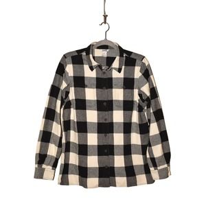 DULUTH $55 Free Swingin' Flannel‎ Shirt Black Off White Check Medium